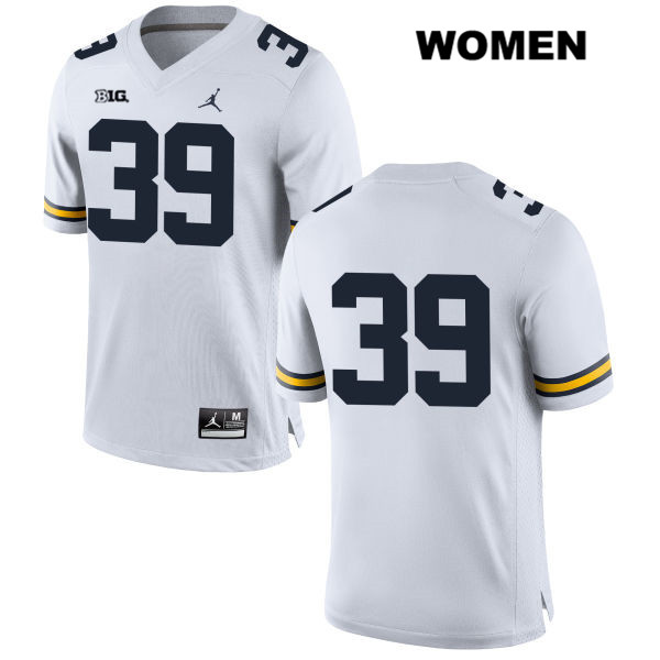 Women's NCAA Michigan Wolverines Alan Selzer #39 No Name White Jordan Brand Authentic Stitched Football College Jersey YC25Y20EF